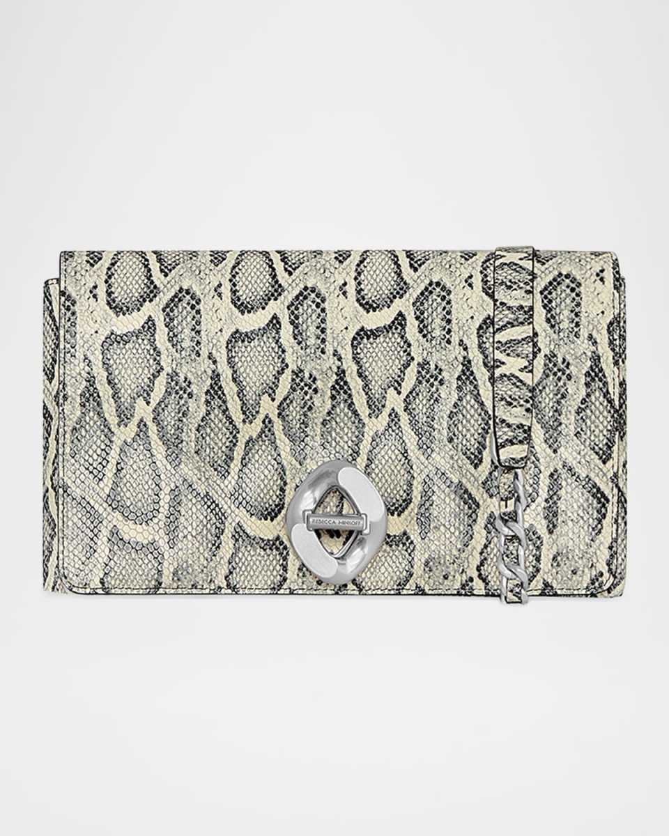 G Snake Printed Leather Crossbody Bag